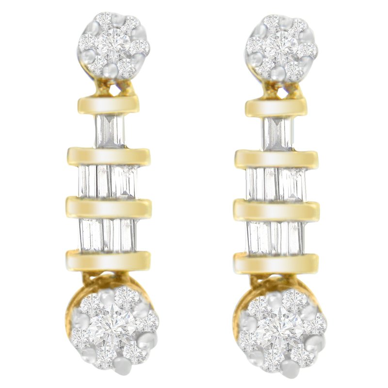 Haus Of Brilliance 14k Yellow Gold 3/4ct. Tdw Round And Baguette-cut Diamond Earrings (h-i,si1-si2)