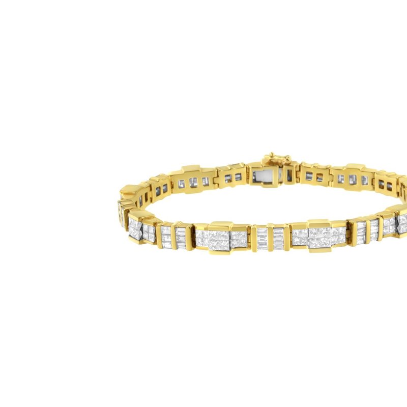 Haus Of Brilliance 14k Yellow Gold Baguette And Princess-cut Diamond Bracelet