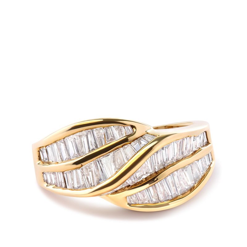 Haus Of Brilliance 14k Yellow Gold Channel Set 1 1/3 Cttw Diamond Swirl And Weave Ring Band