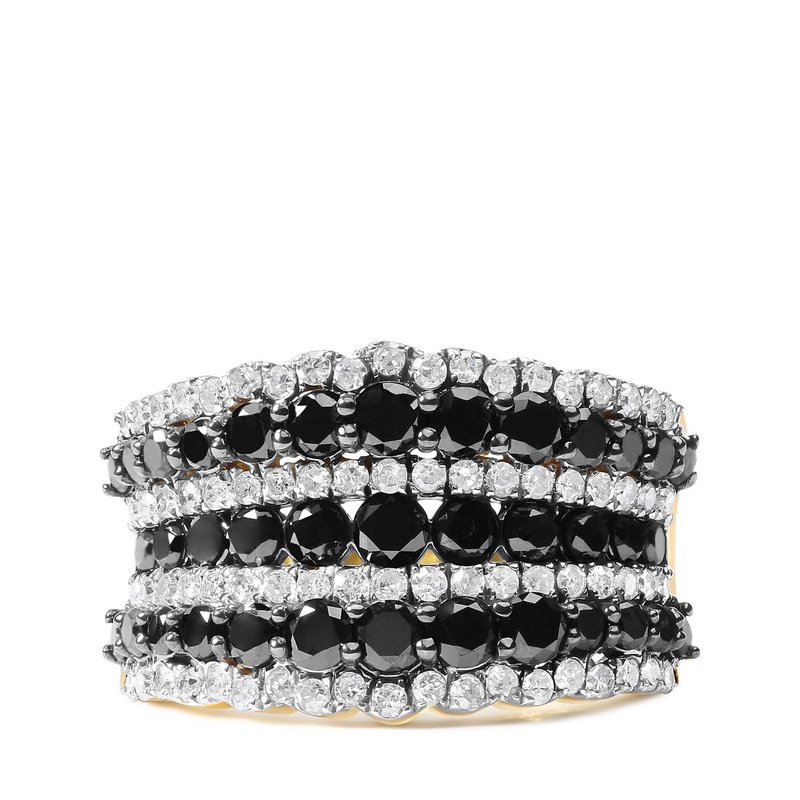 Haus Of Brilliance 14k Yellow Gold Plated .925 Sterling Silver 1 3/4 Cttw Treated Black And White Alternating Diamond M