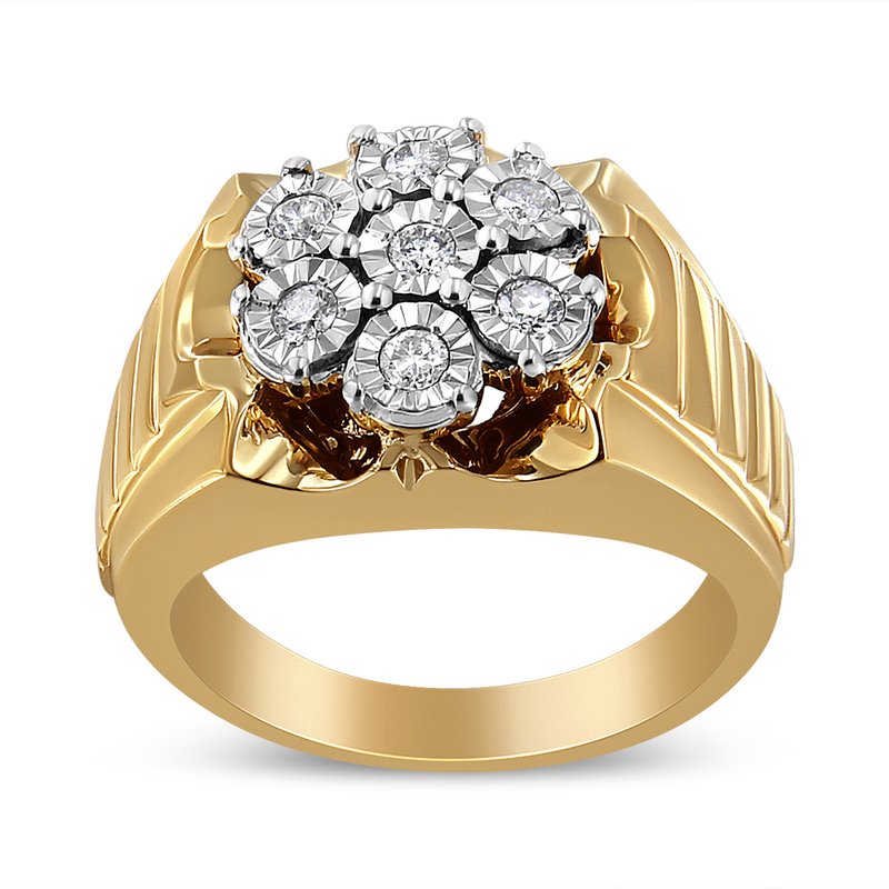 Haus Of Brilliance 14k Yellow Gold Plated .925 Sterling Silver 1/3 Cttw Miracle-set Floral Diamond Cluster Ring (i-j Co