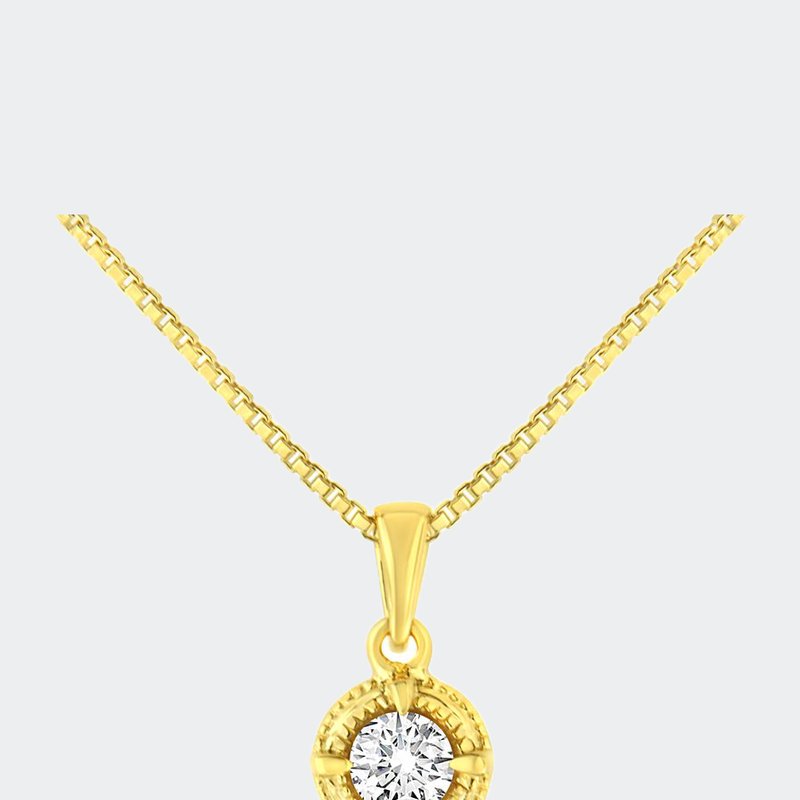 Haus Of Brilliance 14k Yellow Gold Plated .925 Sterling Silver 1/5 Cttw Brilliant Round Cut Diamond Solitaire Milgrain