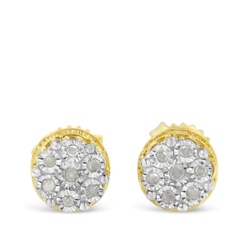 Haus Of Brilliance 14k Yellow Gold Plated .925 Sterling Silver 1/7 Cttw Diamond Miracle Set Stud Earrings