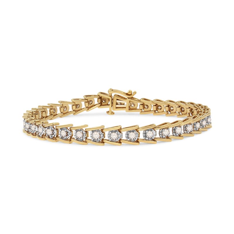 Haus Of Brilliance 14k Yellow Gold Plated .925 Sterling Silver 2.00 Cttw Miracle Set Diamond Wave Link Bracelet