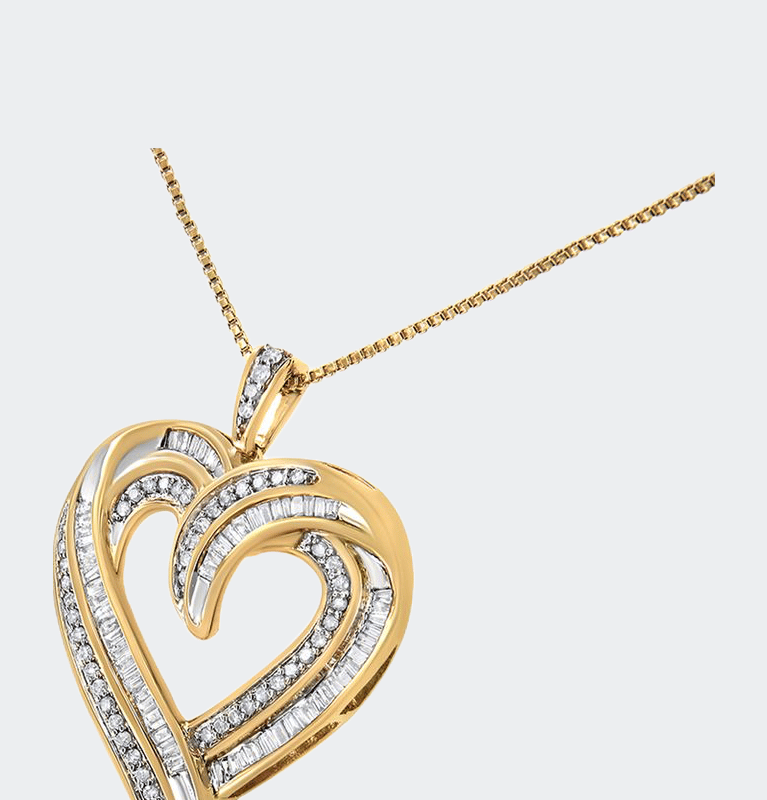 Shop Haus Of Brilliance 14k Yellow Gold Plated .925 Sterling Silver 3/4 Cttw Round And Baguette-cut Diamond Open Heart 18" P