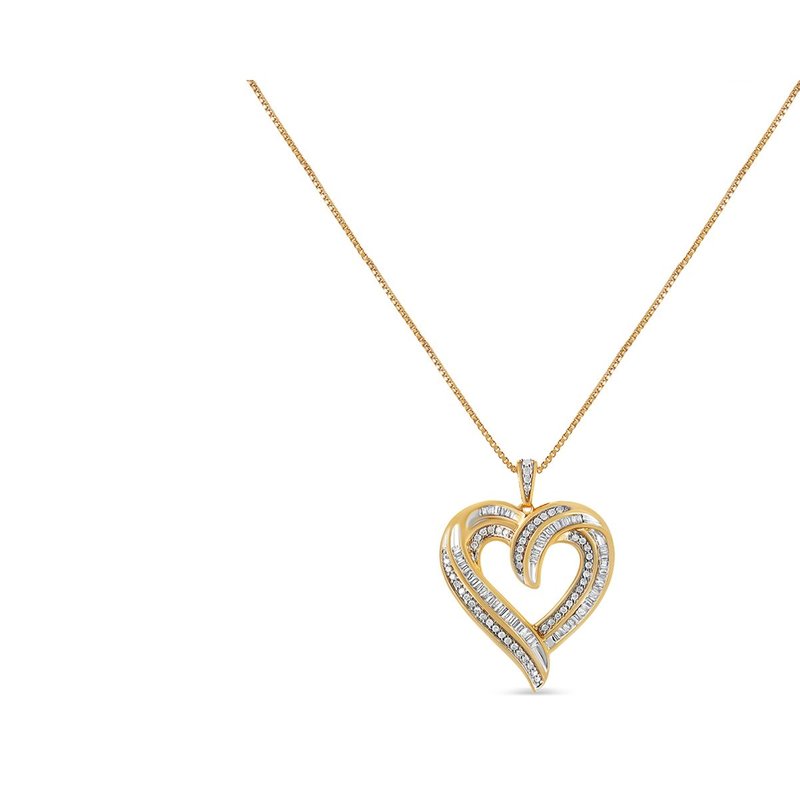 Shop Haus Of Brilliance 14k Yellow Gold Plated .925 Sterling Silver 3/4 Cttw Round And Baguette-cut Diamond Open Heart 18" P