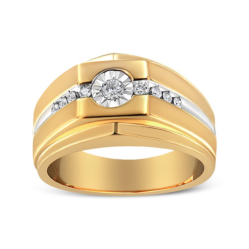 Haus Of Brilliance 14k Yellow Gold Plated .925 Sterling Silver Miracle-set 1/5 Cttw Diamond Men's Band Ring
