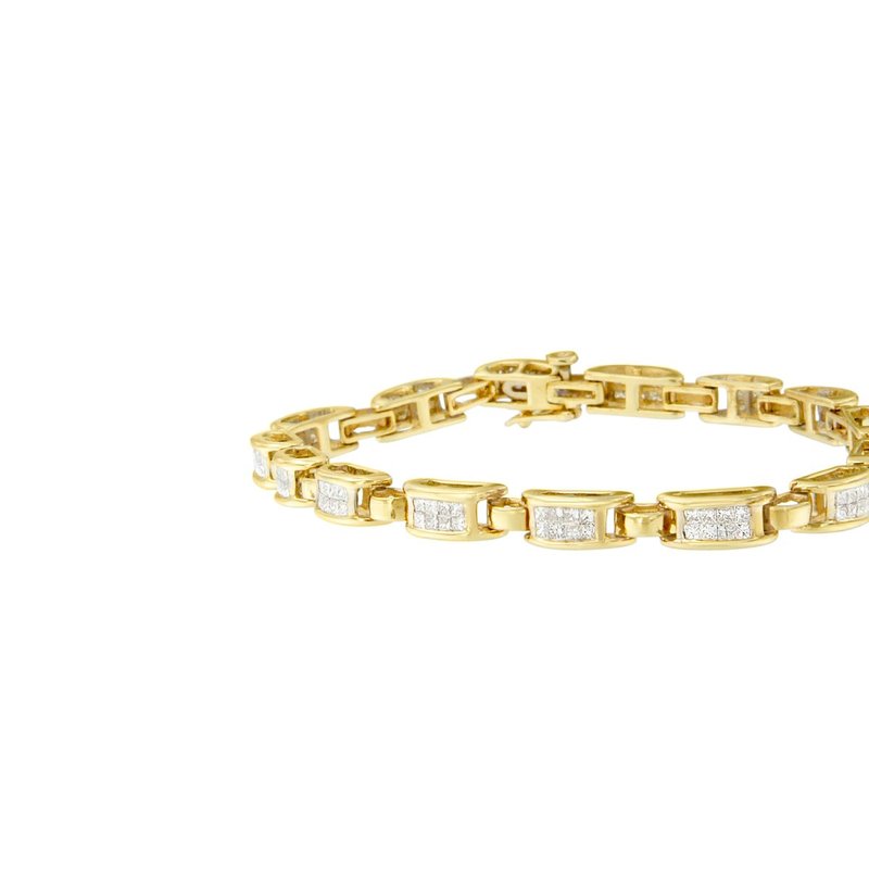 Haus Of Brilliance 14k Yellow Gold Princess-cut Diamond Links Of Love Bracelet