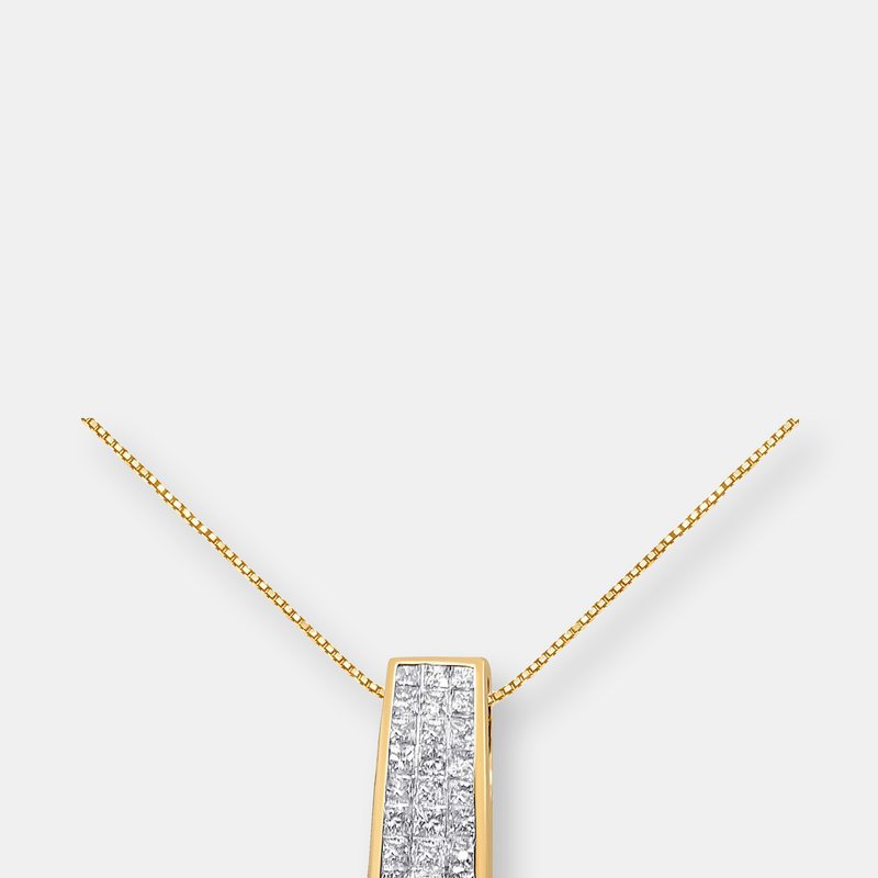 Shop Haus Of Brilliance 14k Yellow Gold Princess-cut Diamond Pillar Pendant Necklace