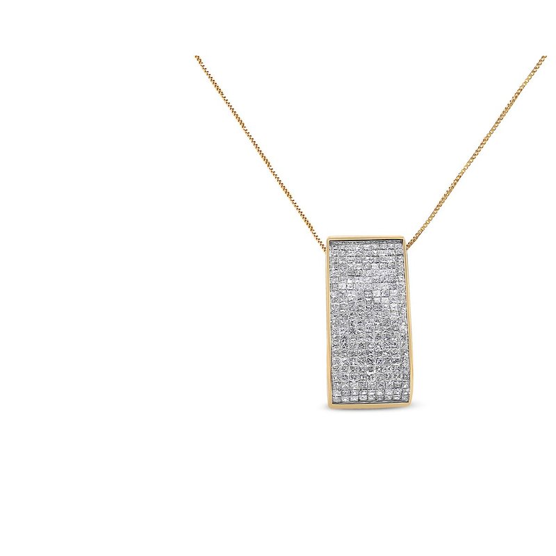 Haus Of Brilliance 14k Yellow Gold Princess-cut Diamond Pillar Pendant Necklace