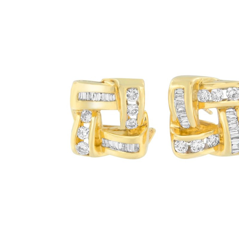 Haus Of Brilliance 14k Yellow Gold Round And Baguette Cut Diamond Earrings