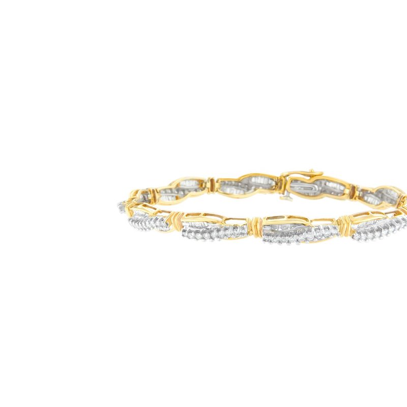 Haus Of Brilliance 14k Yellow Gold Round And Baguette Cut Winding Love Diamond Bracelet