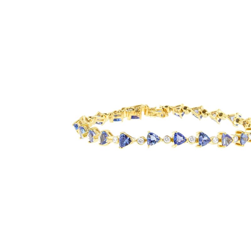 Haus Of Brilliance 14k Yellow Gold Round-cut Diamond And Tanzanite Bracelet