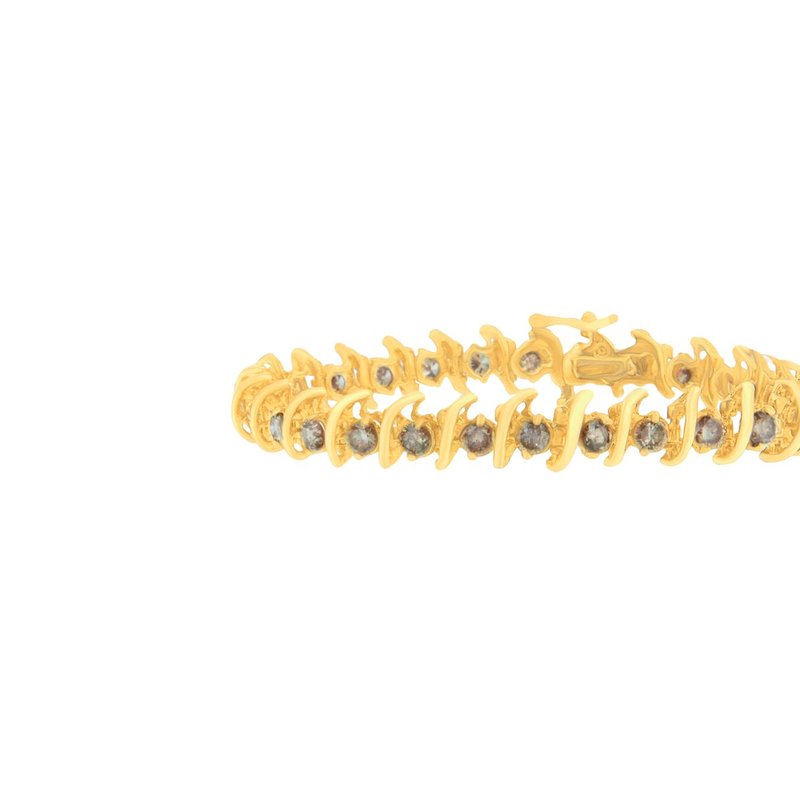 Haus Of Brilliance 14k Yellow Gold Round-cut Diamond 's' Bracelet In Brown