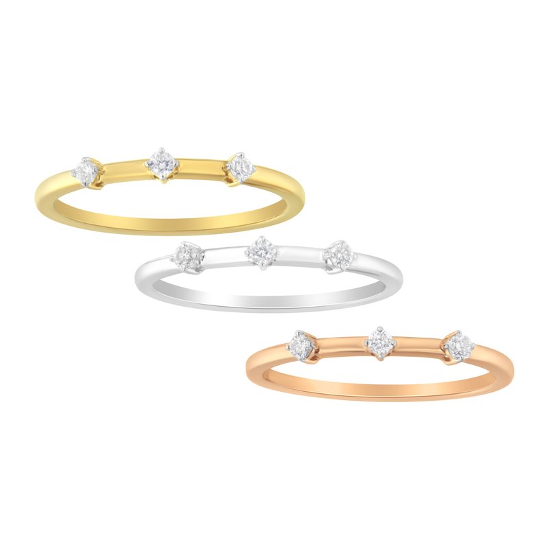 Haus Of Brilliance 14kt Gold Plated Tri Tone .925 Sterling Silver 1/3 Cttw Prong-set Round Diamond Three Piece Stackabl In Yellow