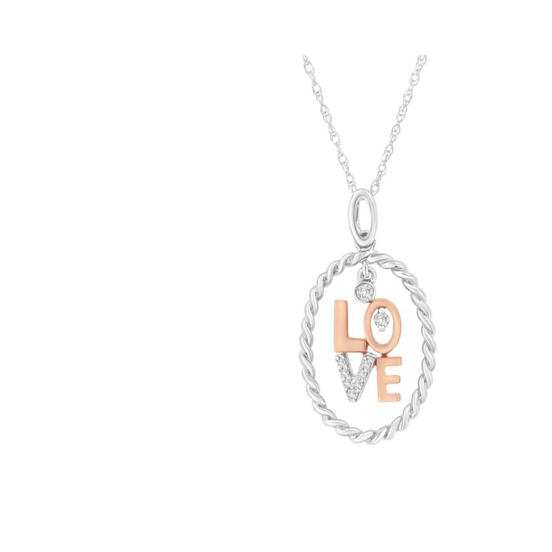 Haus Of Brilliance 14kt Two-tone Gold Diamond Accent Love Pendant Necklace In Grey