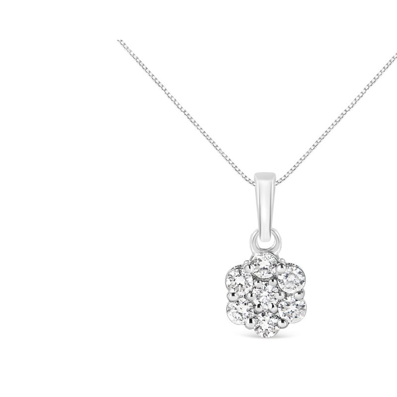 Haus Of Brilliance 14kt White Gold 1/2 Cttw Diamond Floral Cluster Pendant Necklace