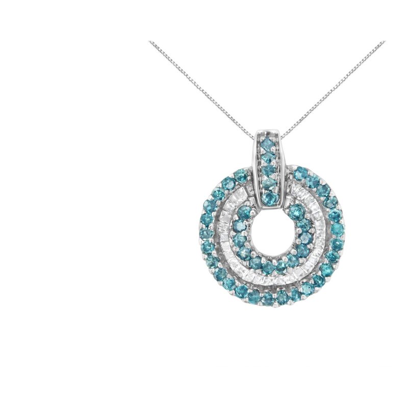 Haus Of Brilliance 14kt White Gold 1/2 Cttw Treated Blue Diamond Round Pendant Necklace