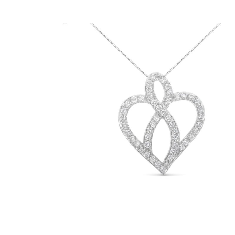 Haus Of Brilliance 14kt White Gold 1 Cttw Diamond Heart Ribbon Pendant Necklace