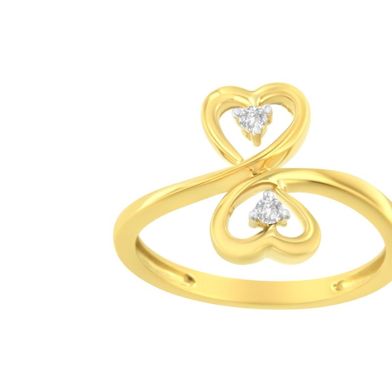 Shop Haus Of Brilliance 14kt Yellow Gold 1/20 Ctw. Dual Heart Diamond Ring