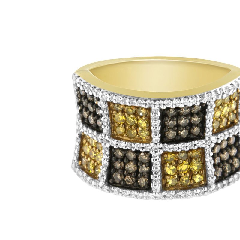 Haus Of Brilliance 14kt Yellow Gold Champagne, Yellow And Round Diamond Band Ring