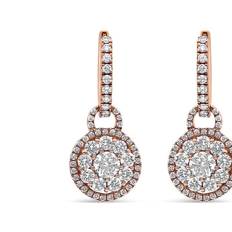 Haus Of Brilliance 18k Rose Gold 1 1/2 Cttw Round Shaped Diamond Composite Drop And Dangle Leverback Earrings In Pink