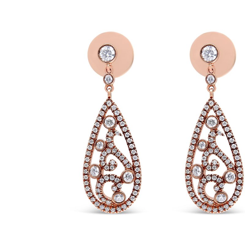 Haus Of Brilliance 18k Rose Gold 1 1/4 Cttw Diamond Teardrop Shaped Drop And Dangle Screw Back Stud Earring In Pink