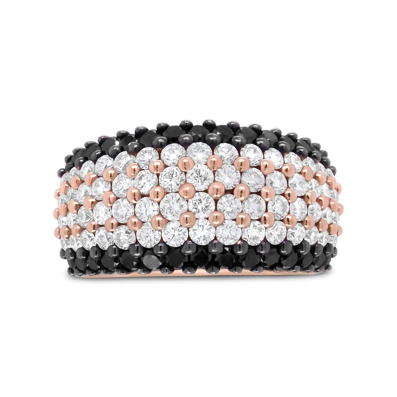 Haus Of Brilliance 18k Rose Gold 2 1/5 Cttw Black And White Diamond 6 Row Band Ring (f-g And Black Color, Vs1-vs2 Clari