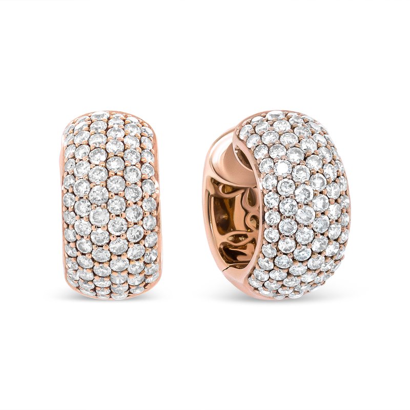 Haus Of Brilliance 18k Rose Gold 3 1/8 Cttw Round Diamond Dome Hoop Earrings (j-k Color, Vs1-vs2 Clarity) In Pink