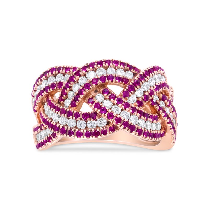 Haus Of Brilliance 18k Rose Gold Red Ruby And 7/8 Cttw Diamond Woven Braided Band Ring (f-g Color, Vs1-vs2 Clarity)