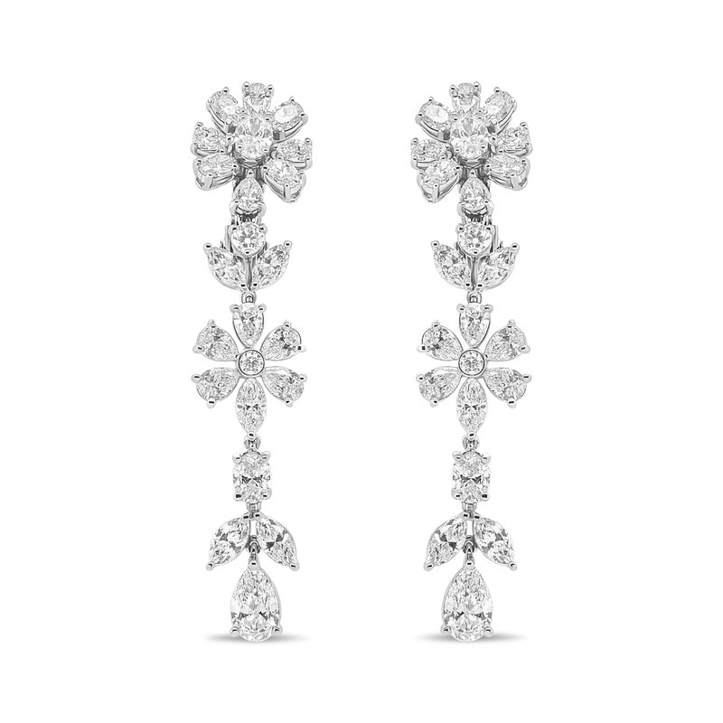 Haus Of Brilliance 18k White Gold 10 1/4 Cttw Fancy Diamond Mixed Cluster Floral Dangle Drop Earrings (vs1-vs2 Clarity,