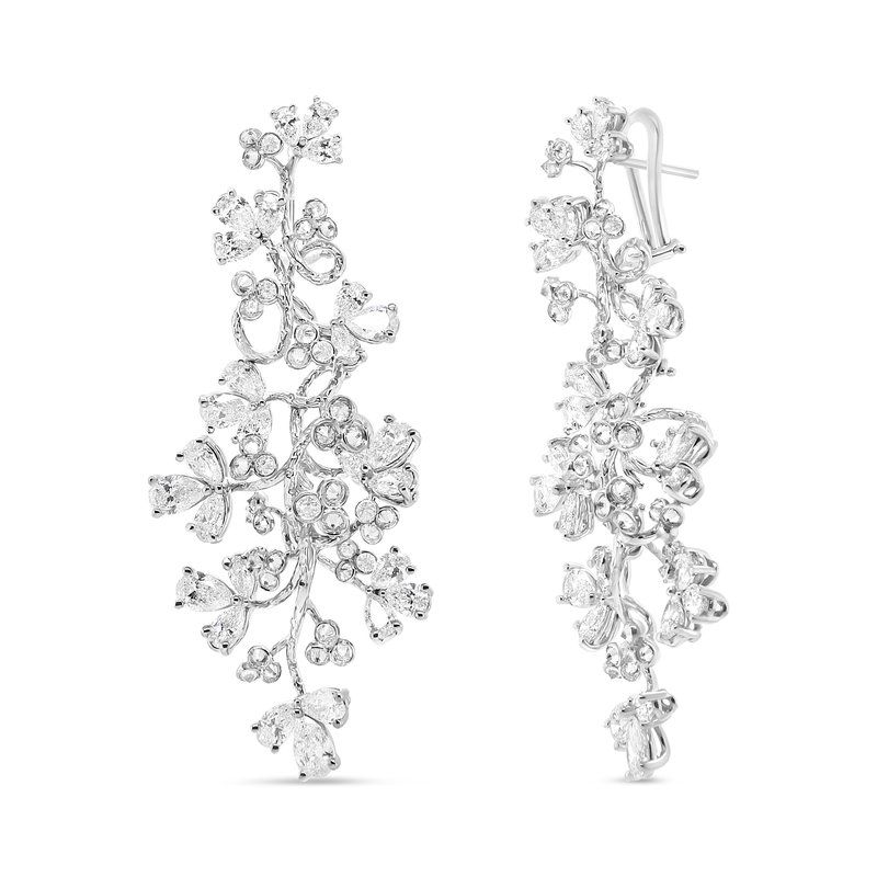 Haus Of Brilliance 18k White Gold 10 Cttw Round And Pear-shaped Floral Diamond Dangle Drop Earring (f-g Color, Vs1-vs2
