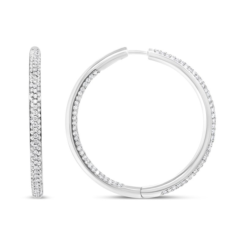 Haus Of Brilliance 18k White Gold 2.00 Cttw Round-cut Diamond Inner-outer Hoop Earrings (f-g Color, Vs1-vs2 Clarity)