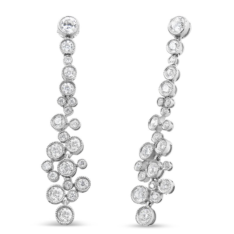 Haus Of Brilliance 18k White Gold 3.15 Cttw Round Diamond Waterfall Drop Dangle Stud Earrings (h-i Color, Vs1-vs2 Clari
