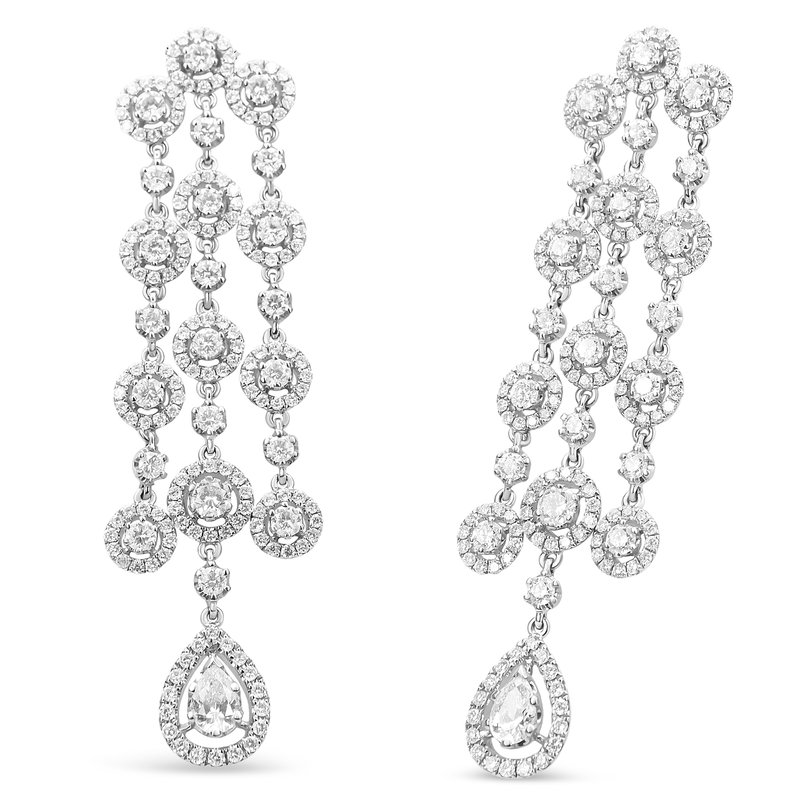 Haus Of Brilliance 18k White Gold 4 3/4 Cttw Diamond Double Teardrop Waterfall Dangle Earrings (h-i Color, Vs1-vs2 Clar