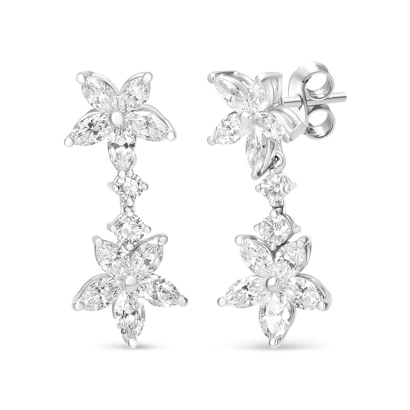 Haus Of Brilliance 18k White Gold 6.0 Cttw Marquise Diamond Floral Dangle Drop Earrings (e-f Color, Vs1-vs2 Clarity)