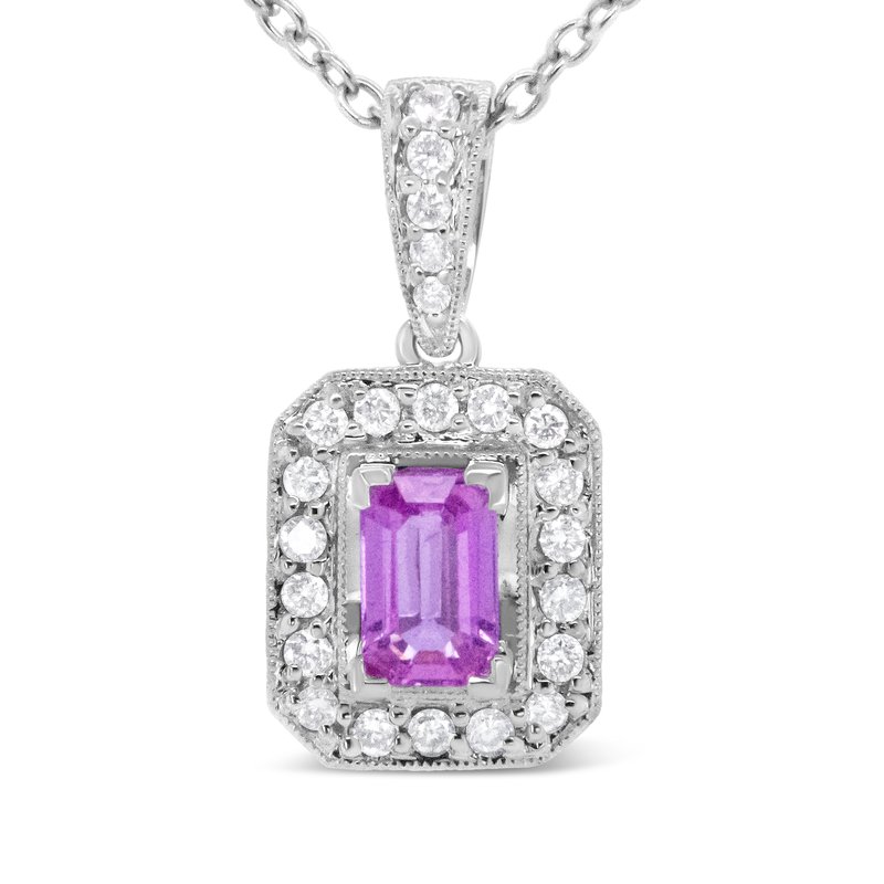 Shop Haus Of Brilliance 18k White Gold 6x4mm Pink Sapphire And 1/4 Cttw Pave-set Round Diamond Pendant 18" Necklace