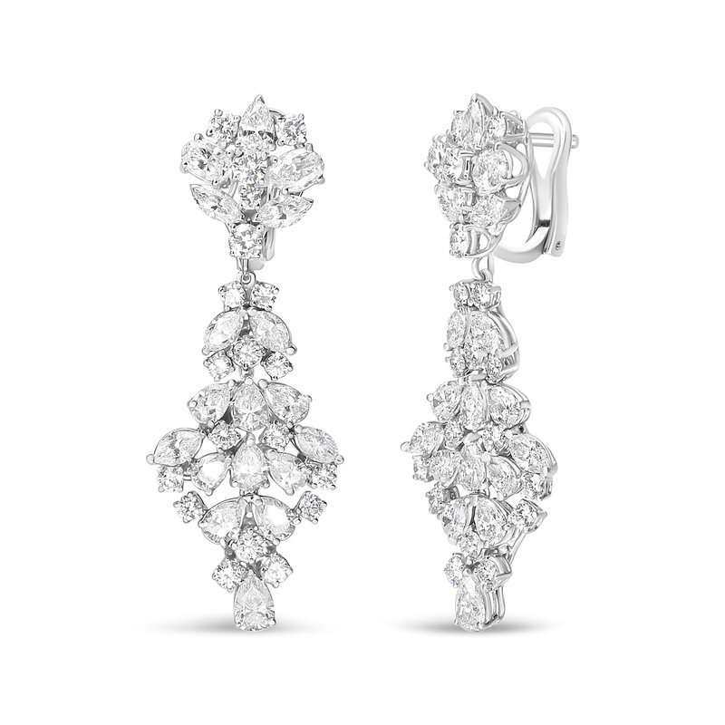 Haus Of Brilliance 18k White Gold 9 1/2 Cttw Diamond Cluster Drop Dangle Clip-on Earrings (f-g Color, Vs1-vs2 Clarity)