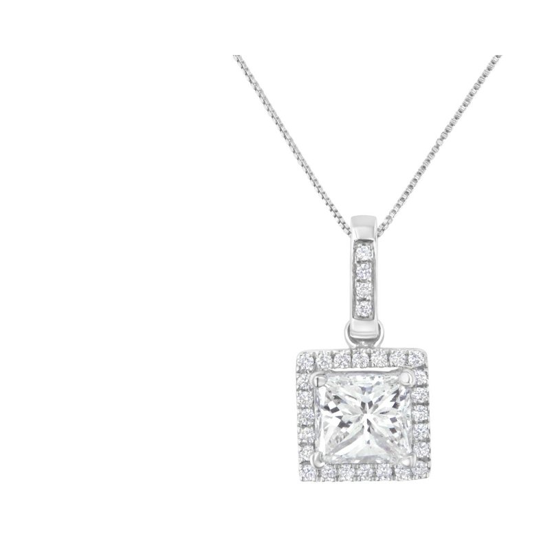 Shop Haus Of Brilliance 18k White Gold Gia Certified Princess Diamond Halo Pendant Necklace