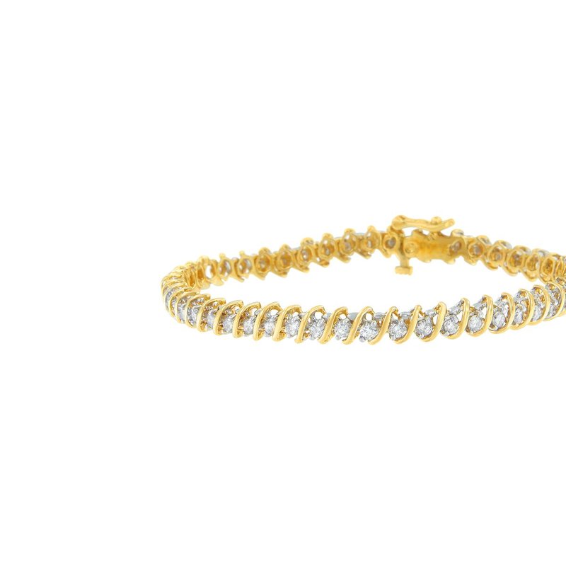 Haus Of Brilliance 18k Yellow Gold Round Cut Diamond Spiral Link Bracelet