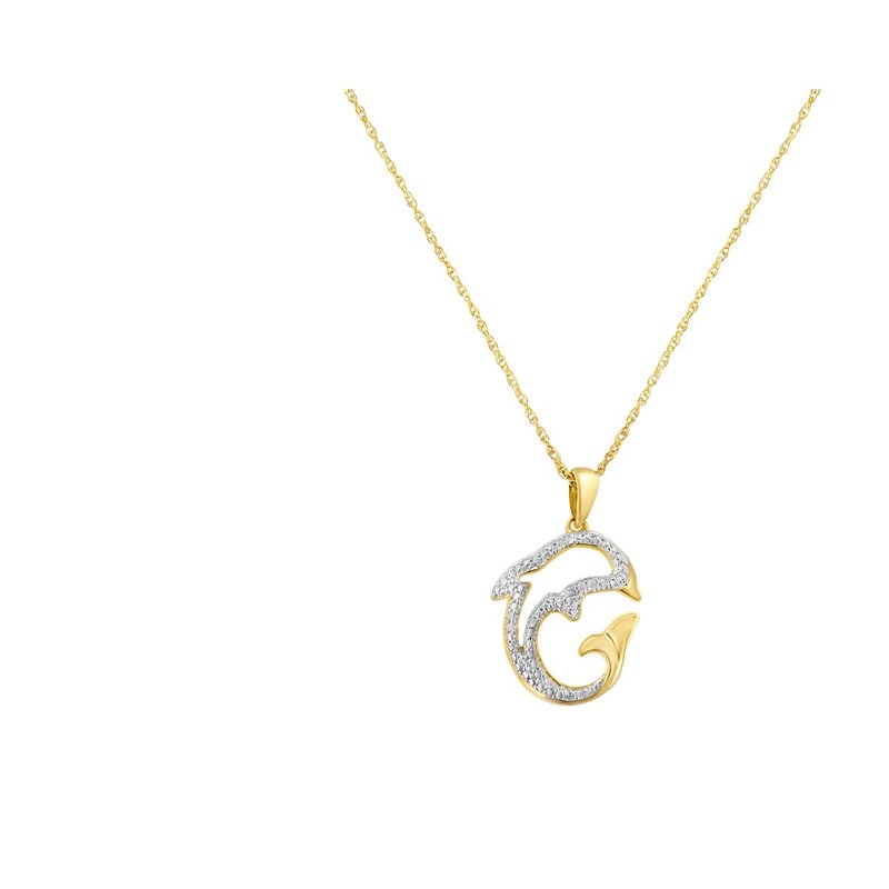 Haus Of Brilliance 2 Micron 10k Yellow Gold Plated .925 Sterling Silver 1/25 Cttw Diamond Dolphin Pendant Necklace