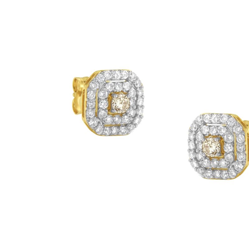 Haus Of Brilliance 2 Micron 10kt Yellow Gold Plated Sterling Silver Diamond Square Stud Earrings