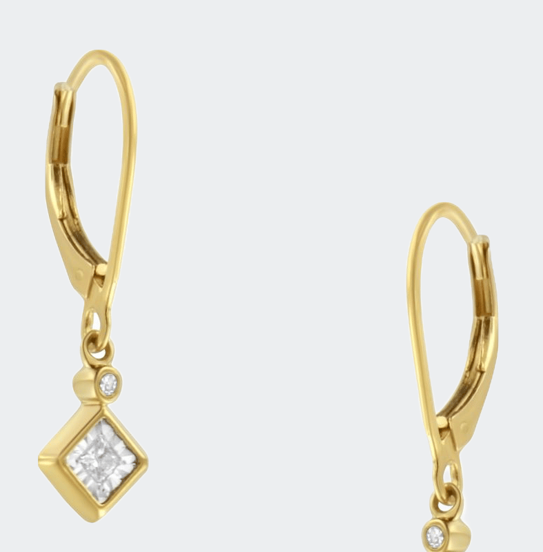 Haus Of Brilliance 2 Micron 14k Gold Plating Diamond Dangle Earrings In White