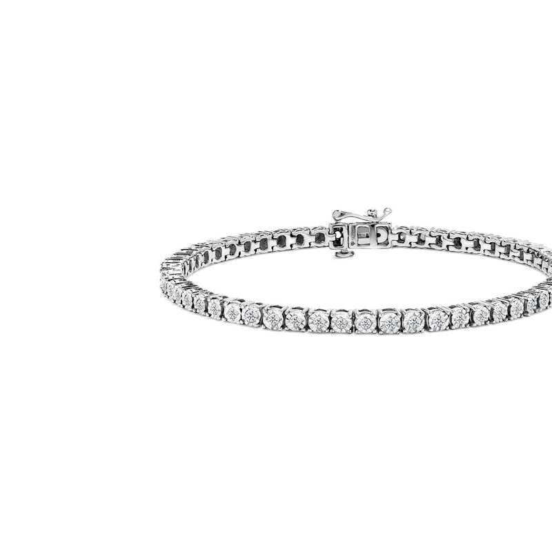 Haus Of Brilliance 2 Micron 14k Rose Gold Plated Sterling Silver Diamond Circle Tennis Bracelet In White