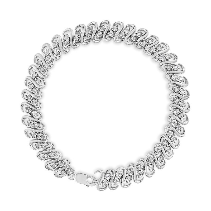 Haus Of Brilliance .925 Sterling 1/2 Cttw Diamond Double Row S-link Bracelet In Grey