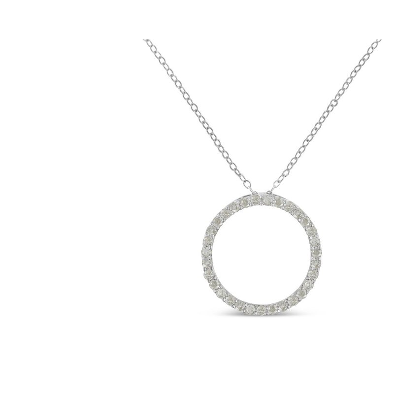Haus Of Brilliance .925 Sterling 3/4 Cttw Round-cut Diamond Open Circle Halo 18" Pendant Necklace In White