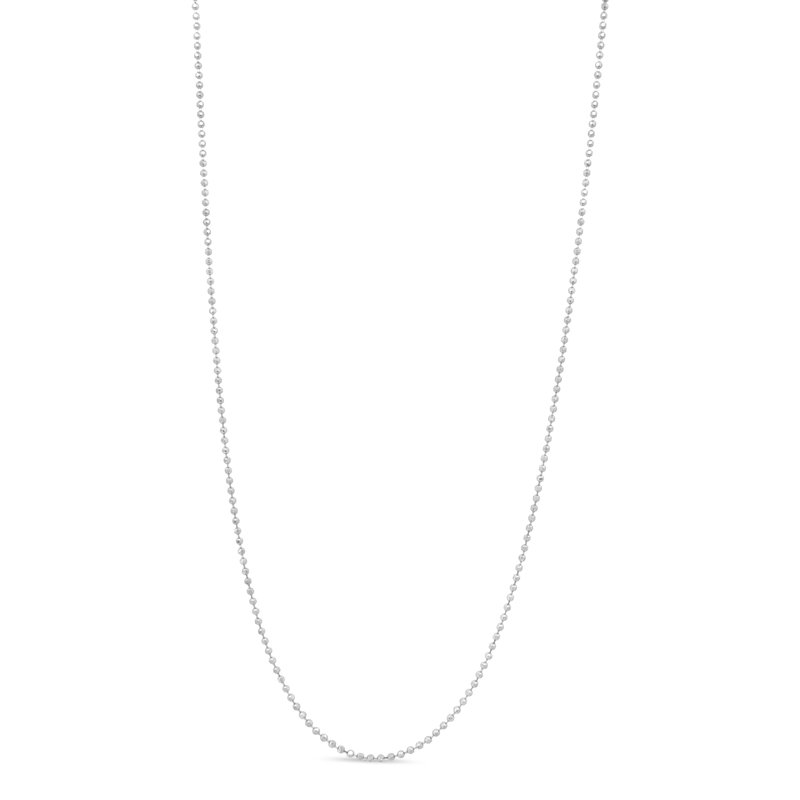 Haus Of Brilliance .925 Sterling Silver 0.7mm Slim And Dainty Unisex 18" Ball Bead Chain Necklace In Grey