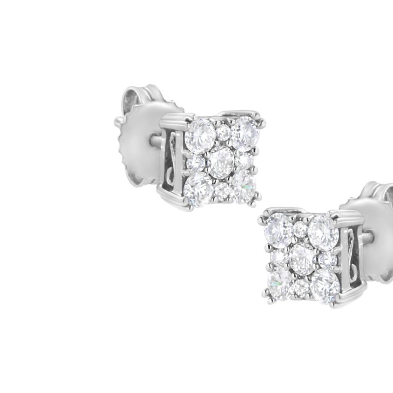 Haus Of Brilliance .925 Sterling Silver 1 1/10 Cttw Lab-grown Diamond Composite Cluster Earring In White