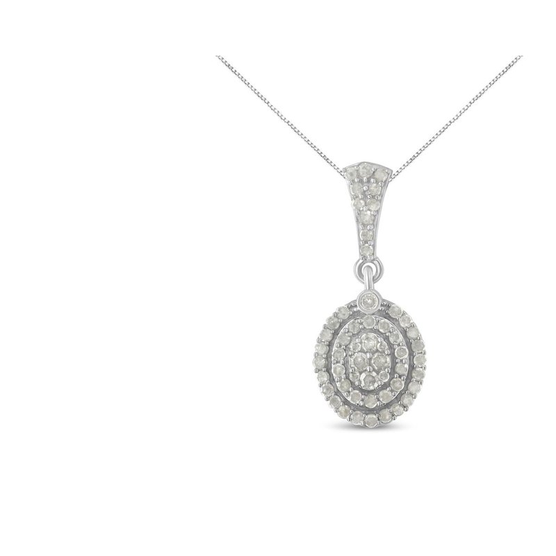 Haus Of Brilliance .925 Sterling Silver 1 1/2 Cttw Diamond Halo Pendant Necklace In White