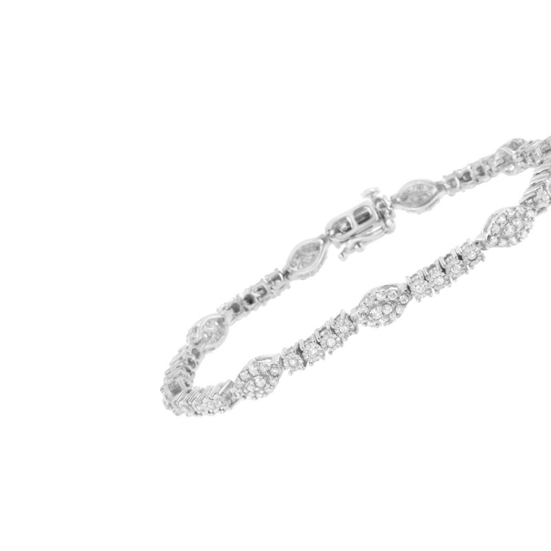 Shop Haus Of Brilliance .925 Sterling Silver 1-1/2 Cttw Diamond Marquise Halo And Line Link Tennis Bracelet In Grey